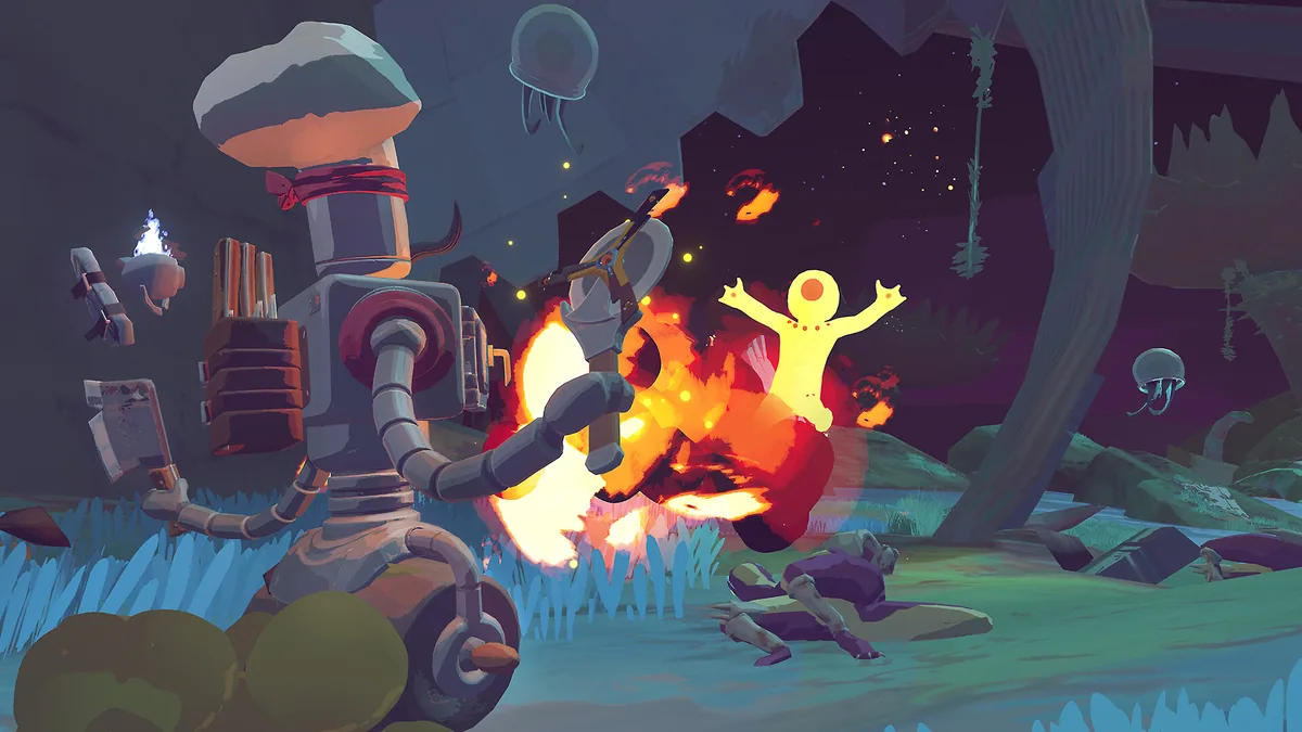 Massive False Son boss wielding giant golden club and divine lightning across the arena